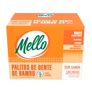 PALITO DESCARTAVEL DE BAMBU EMBALADO UM A UMA MELLO EMB C/2.000 UNIDADES