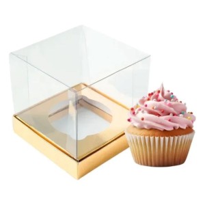CAIXINHA PARA 1 CUPCAKE C/VISOR OURO - UNIDADE