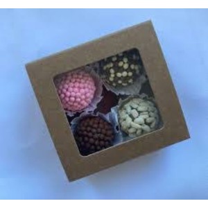 CAIXINHA ALTA MOLDURA  PARA 4 DOCES KRAFT - UNIDADE