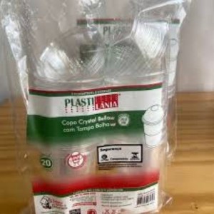 COPO CRYSTAL 250 ML COM TAMPA BOLHA COM 20 UNIDADES - PLASTILÂNIA