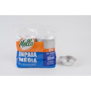 FORMA DE ALUMÍNIO EMPADA MÉDIA 80 ML COM 100 UNIDADES