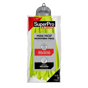 MINI MOP MICRROFIBRA TIRAS VERDE SUPERPRO 32X10X10CM 1 UNIDADE