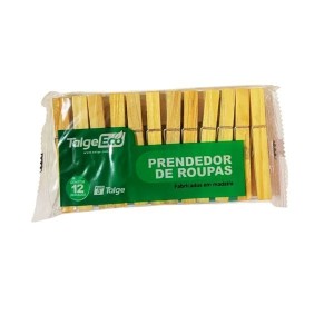 PRENDEDOR PARA ROUPA DE MADEIRA TALGE COM 12 UNIDADES